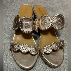 Jack Rogers Lauren Leather & Cork Wedge Platform Sandals